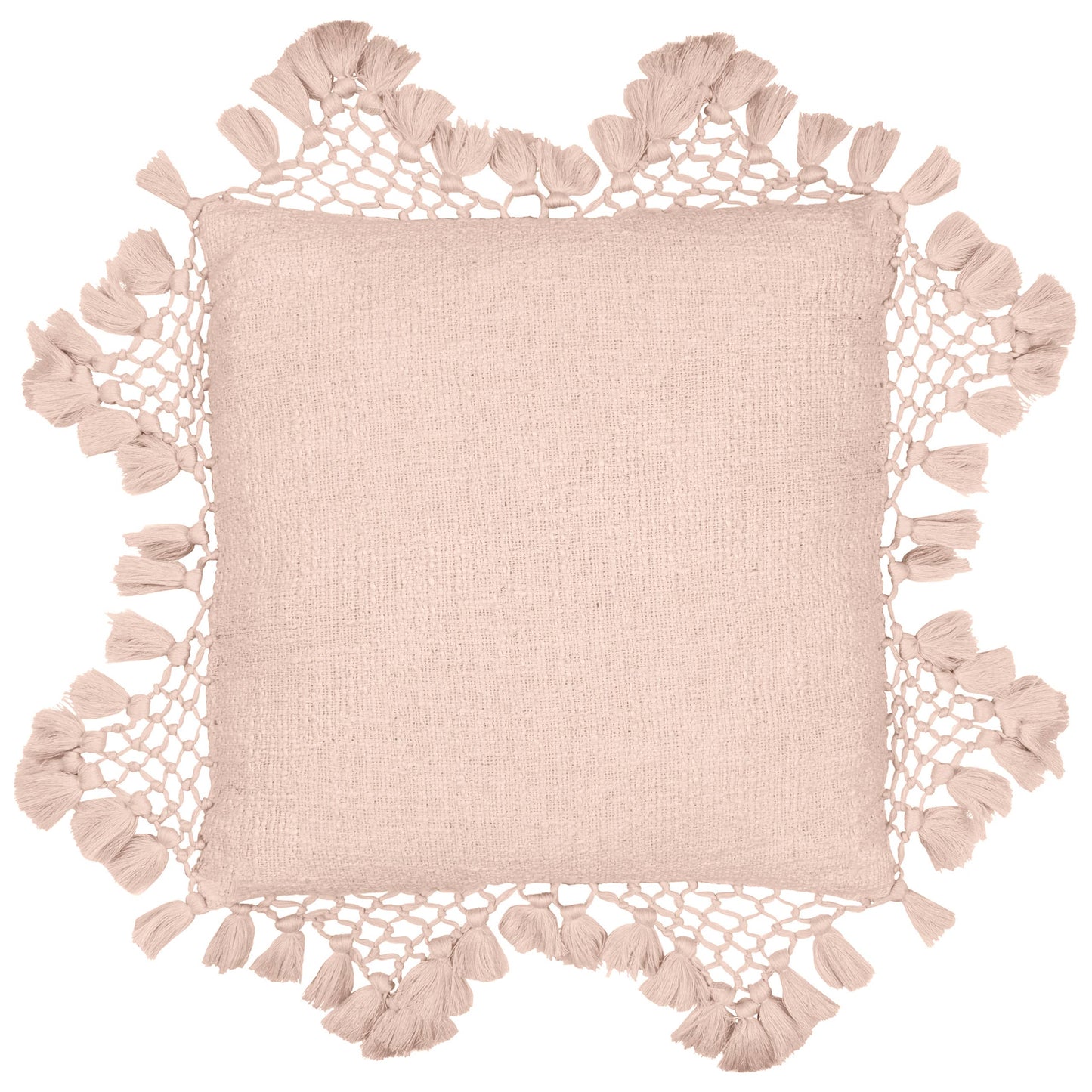 Anko Macrame Tassel Trim Cushion Blush