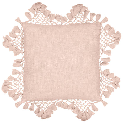 Anko Macrame Tassel Trim Cushion Blush