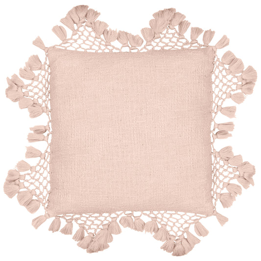 Anko Macrame Tassel Trim Cushion Blush