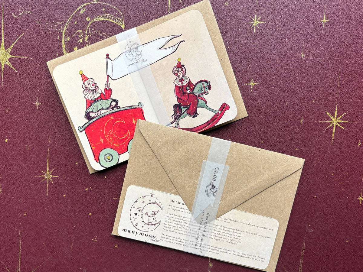 Vintage Circus Celebration Fold out Greeting Card for all occasions