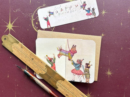 The Piñata by Manymoon Fables, Fold Out Celebration Birthday Card.
