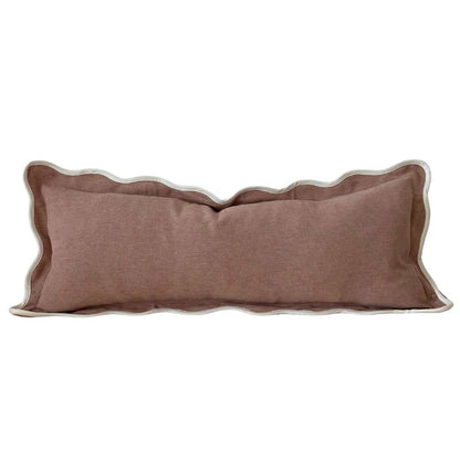Chloe Dusty Pink Scalloped Edge Bolster Cushion Cover 80x30
