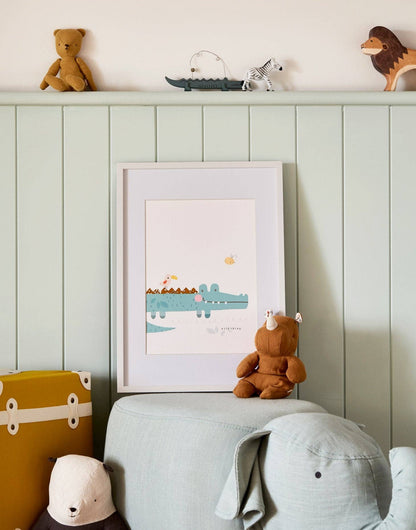 Crocodile Nursery Art - made with Liberty fabric