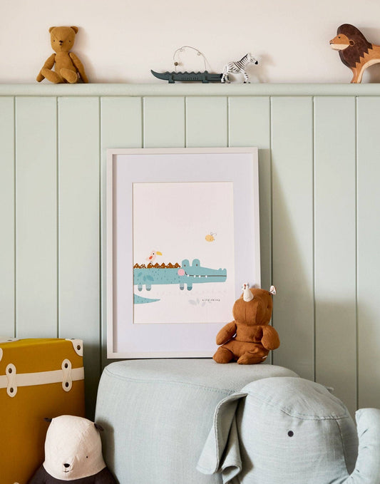 Crocodile Nursery Art - made with Liberty fabric