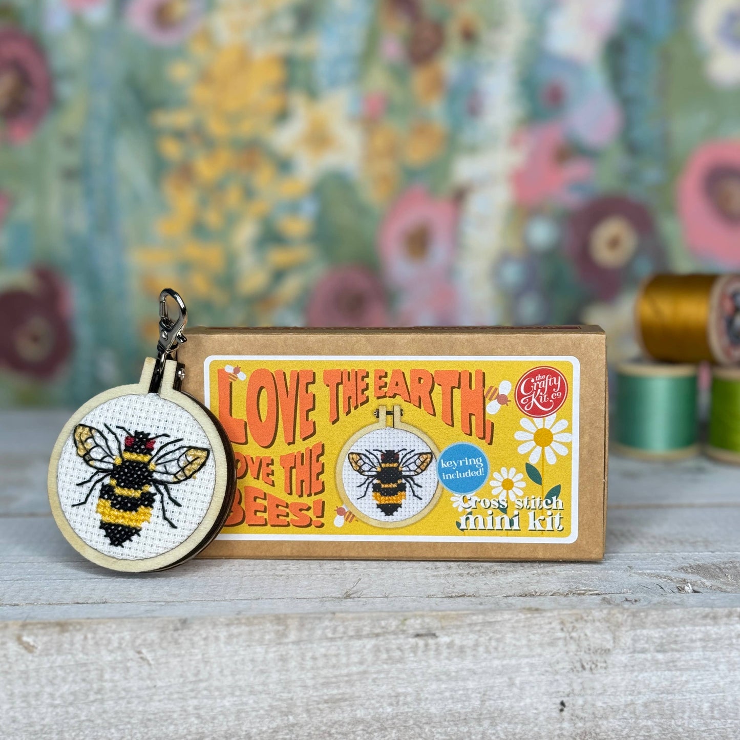 Love the Earth Love the Bees! Mini Matchbox Cross Stitch Kit