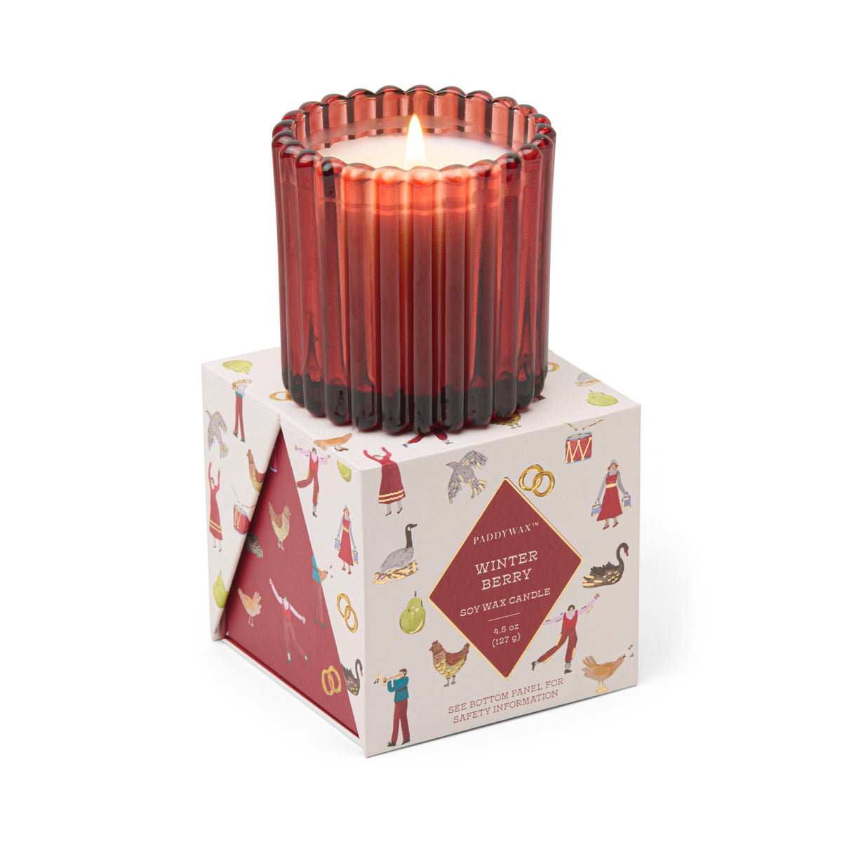 Paddywax Christmas Ribbed Glass Winter Berry Candle