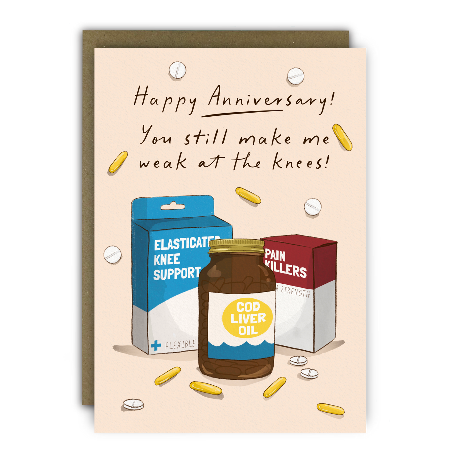 Funny Anniversary Card “Weak at the Knees” Support Bandage