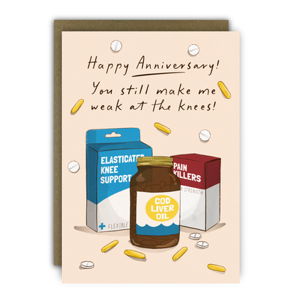 Funny Anniversary Card “Weak at the Knees” Support Bandage