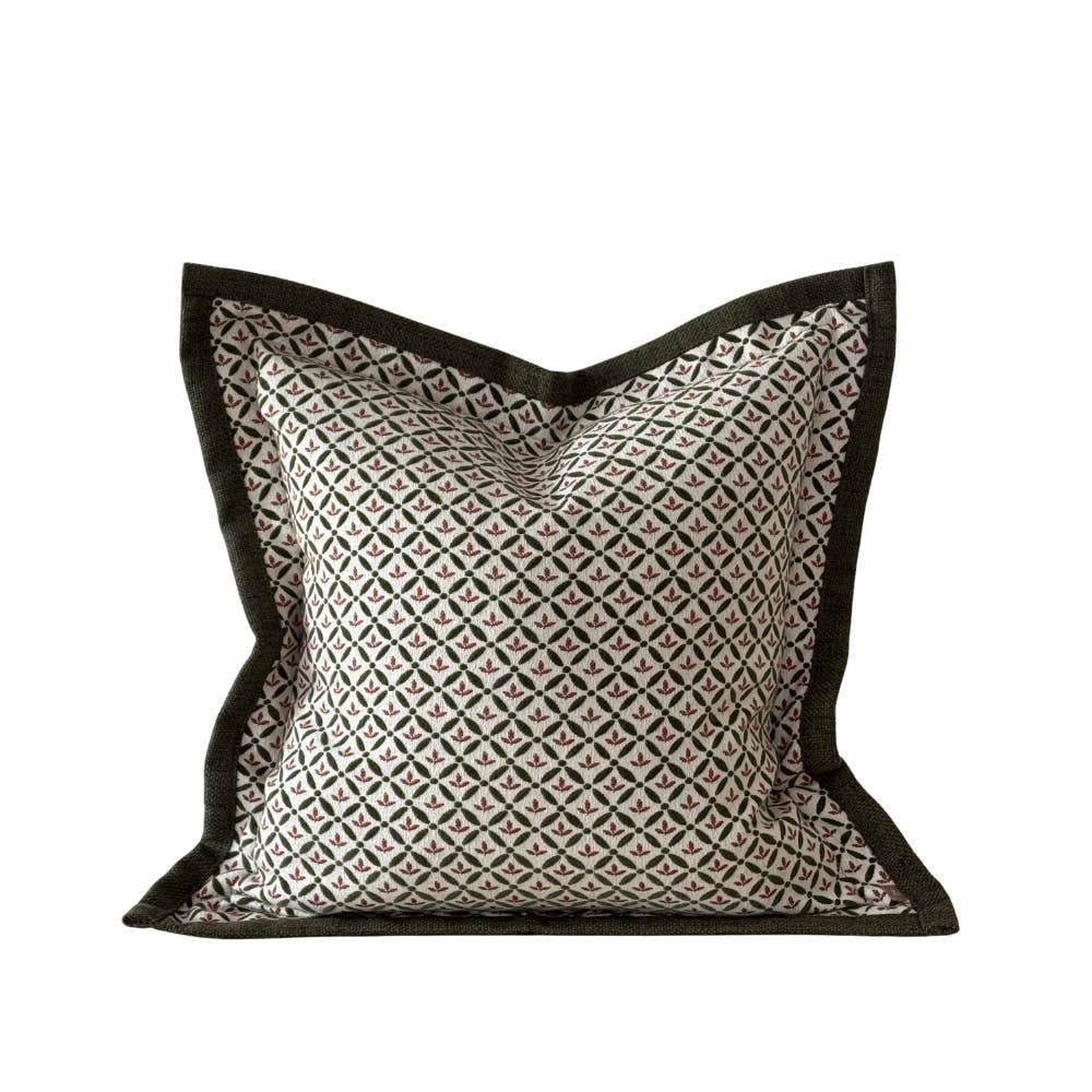 Fleur Olive and Terracotta Print Cushion Cover