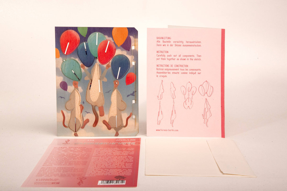 3D Puzzle Wooden greeting Card Mouse – Happiness in Small Things
