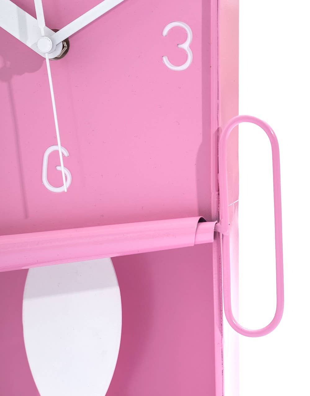 Pink Metal Sardine Tin Pendulum Wall Clock