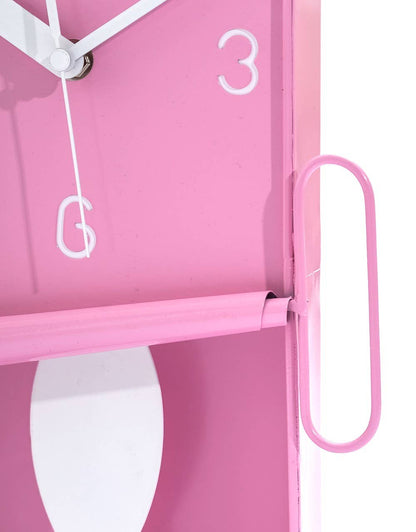 Pink Metal Sardine Tin Pendulum Wall Clock
