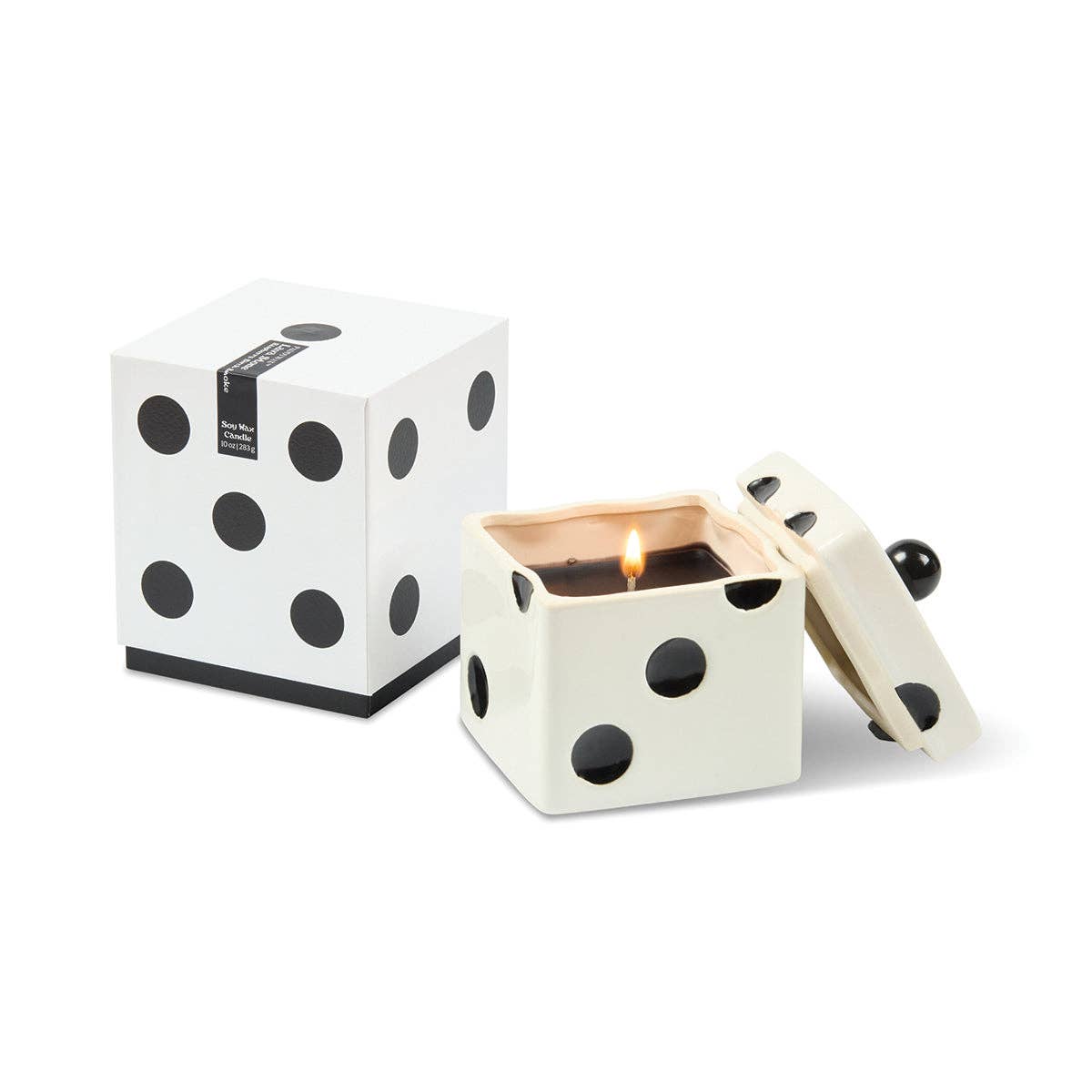 Paddywax Lucky Dice 10oz/283g Ceramic Black Wax Candle - Lava Stone