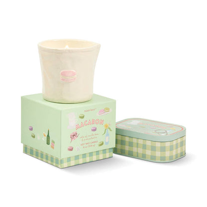 Paddywax Bistro 4.5oz/127g Macaron Printed Tin Candle - Amber & Pistachio