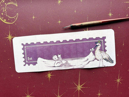 Handmade Stork New Baby Card: Vintage-Style Congratulations
