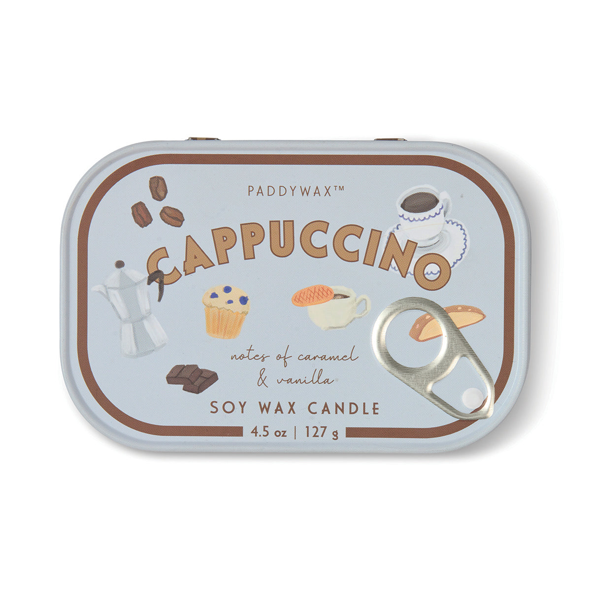 Paddywax Bistro Cappuccino Printed Tin Candle