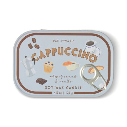 Paddywax Bistro Cappuccino Printed Tin Candle