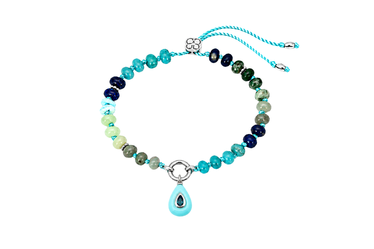 Zaha Blue Silver Charm Carrier Bracelet