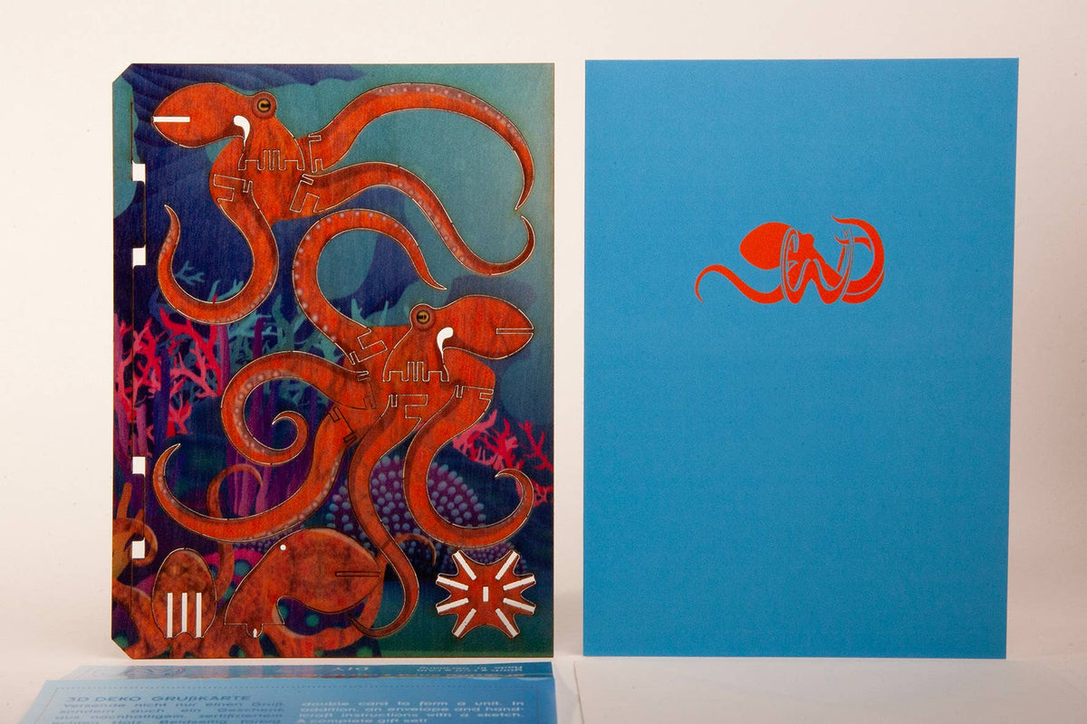 3D Puzzle Wooden Octopus greeting Card Octopus