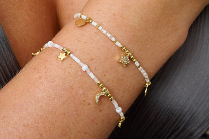 Rania White & Gold Celestial Charm Bracelet