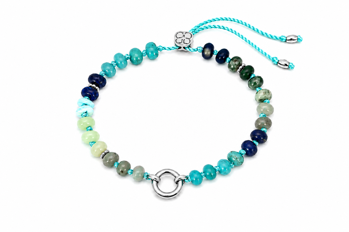 Zaha Blue Silver Charm Carrier Bracelet
