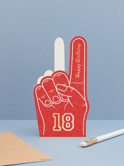 18th Birthday Milestone Card | Foam Finger Die Cut Age Card
