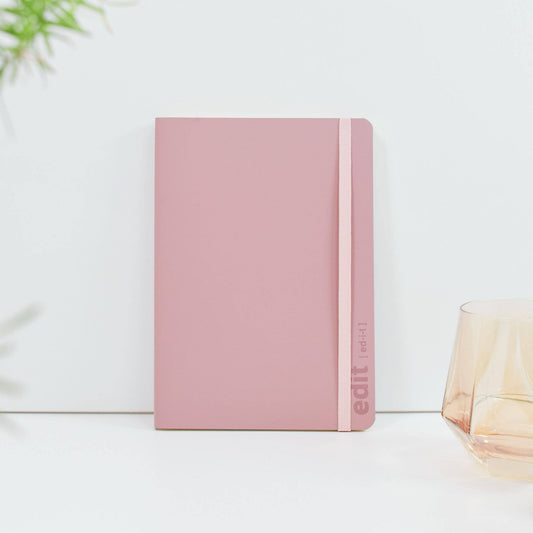 A5 lined recycled leather notebook - EDIT Powder Pink