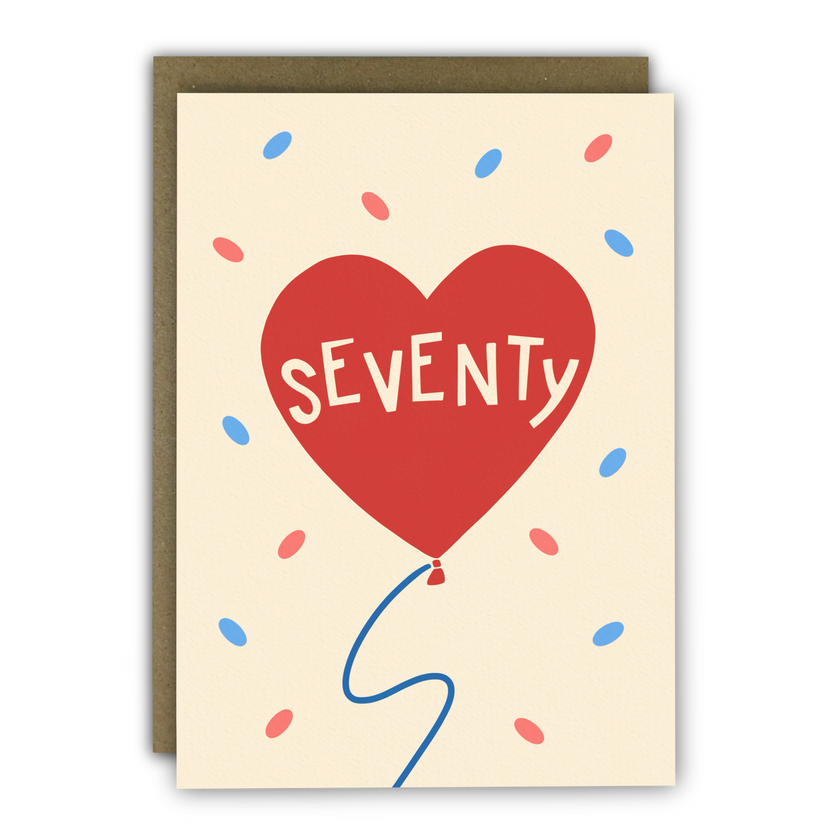70th Birthday Card “Seventy” Love Heart Balloon - Age Card