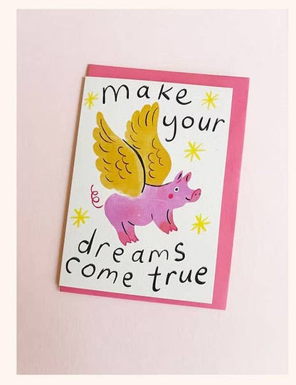 Pigs Can Fly, Two Text Options Eco Greeting Card