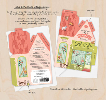 Cat Cafe Birthday Card – 3D Slot Together Card Greeting Card
