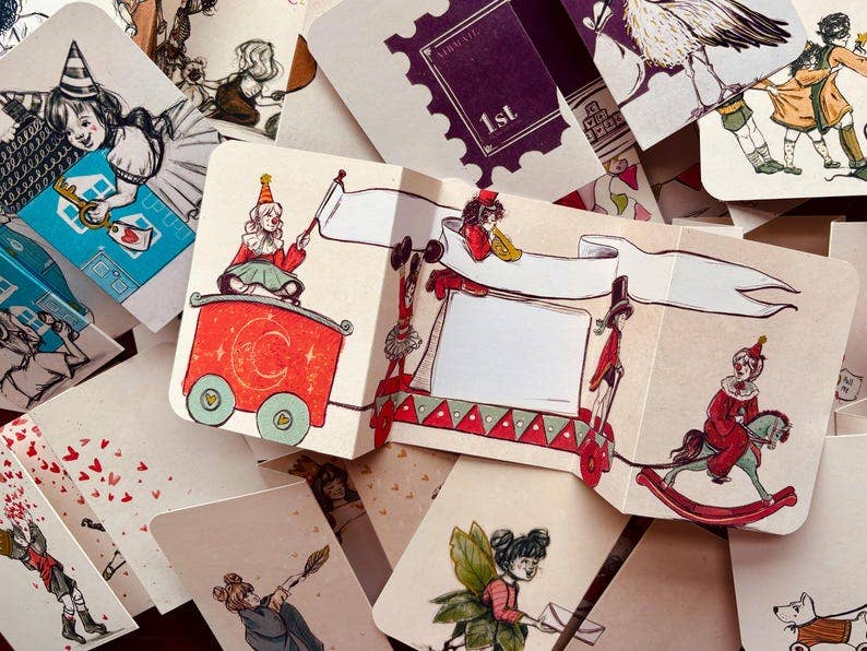 Vintage Circus Celebration Fold out Greeting Card for all occasions