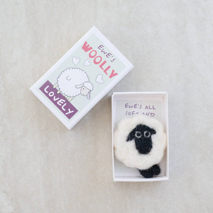 Ewes Woolly Lovely Wool Felt Sheep In A Matchbox