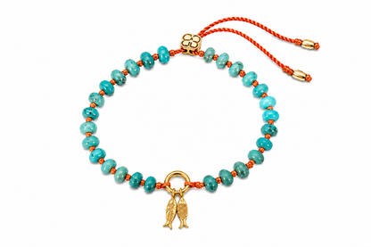 Zaha Turquoise & Orange Gold Charm Carrier Bracelet