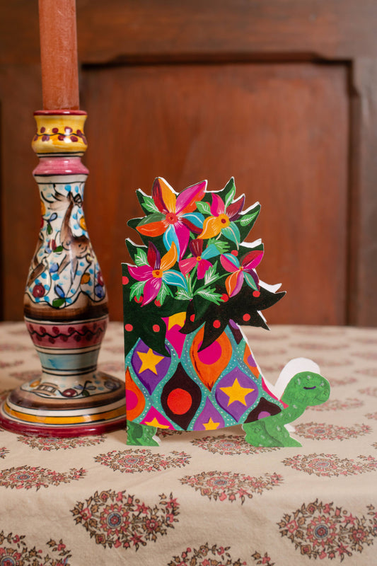 'Tortoise Parade' Die-Cut Greetings Card