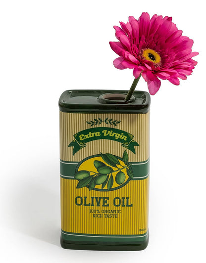Retro Olive Oil Drum Ceramic Vase