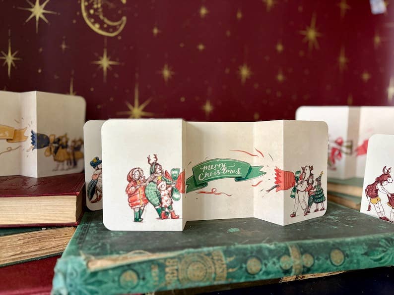 Vintage Christmas Cracker Card “The Carol Singers”
