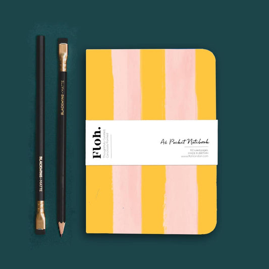 Mango & Peach (Stripes) A6 Pocket Lined Notebook