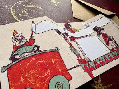 Vintage Circus Celebration Fold out Greeting Card for all occasions