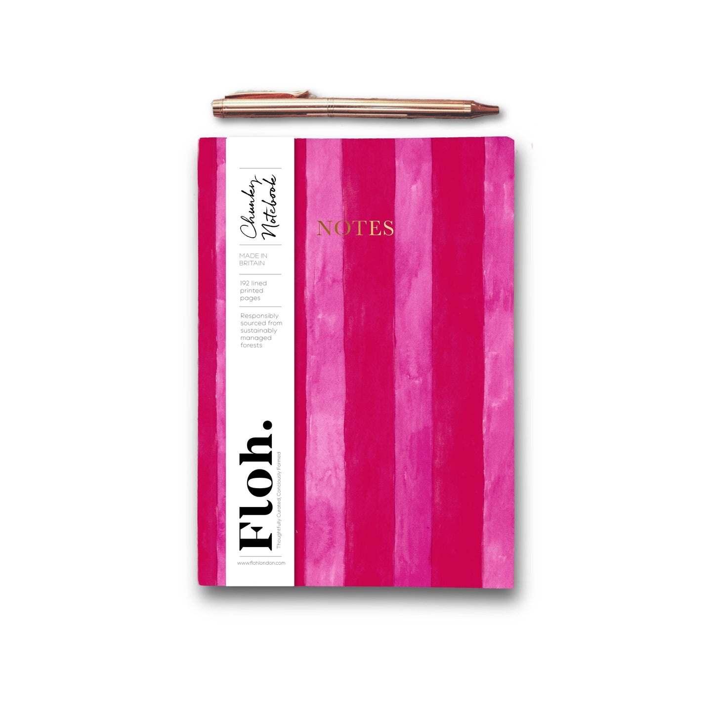Raspberry & Cherry (Stripes) A5 Chunky Notebook