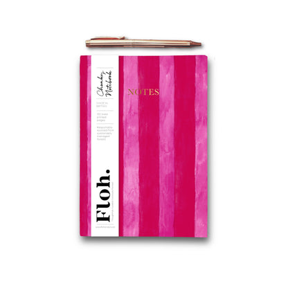 Raspberry & Cherry (Stripes) A5 Chunky Notebook