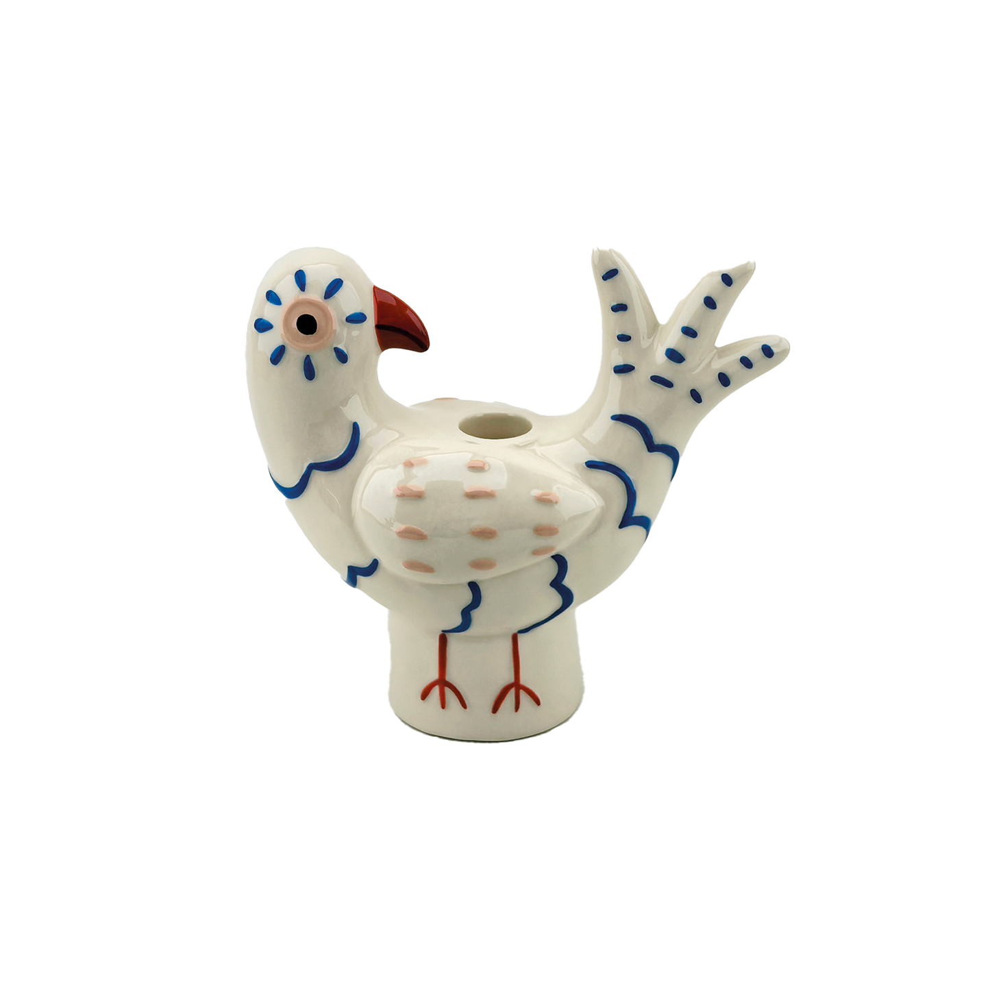 Naïve Bird Candlestick - Blue - L17 D8 H15.8 cm
