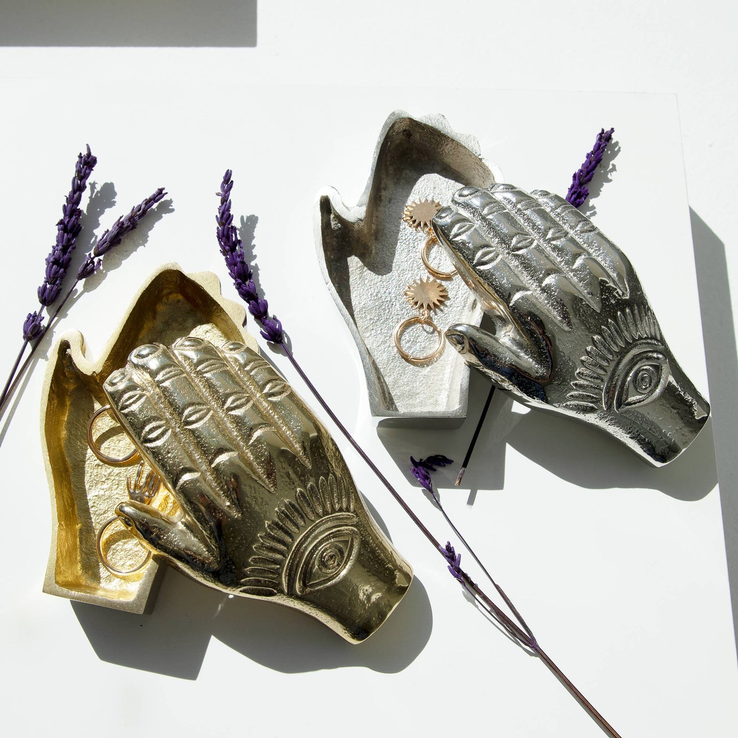 Helio Ferretti Metal Hand Jewellery Box - Gold