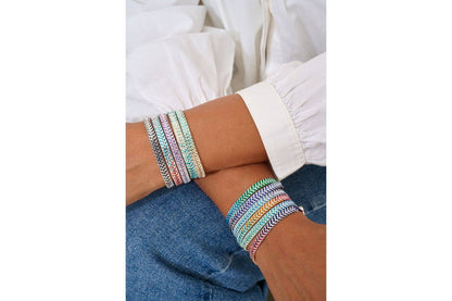 Iztac Midnight Silver Braided Bracelet SS