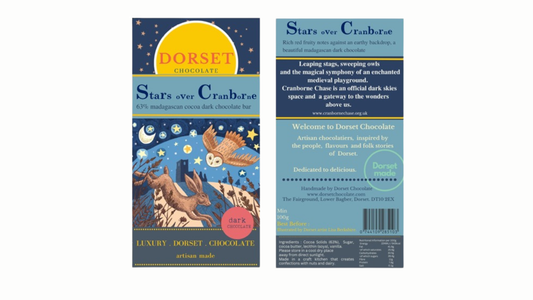Stars Over Cranborne. 63% dark chocolate bar