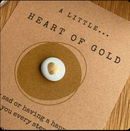 Heart Of Gold Pocket Pebble With Kraft Card And Charm
