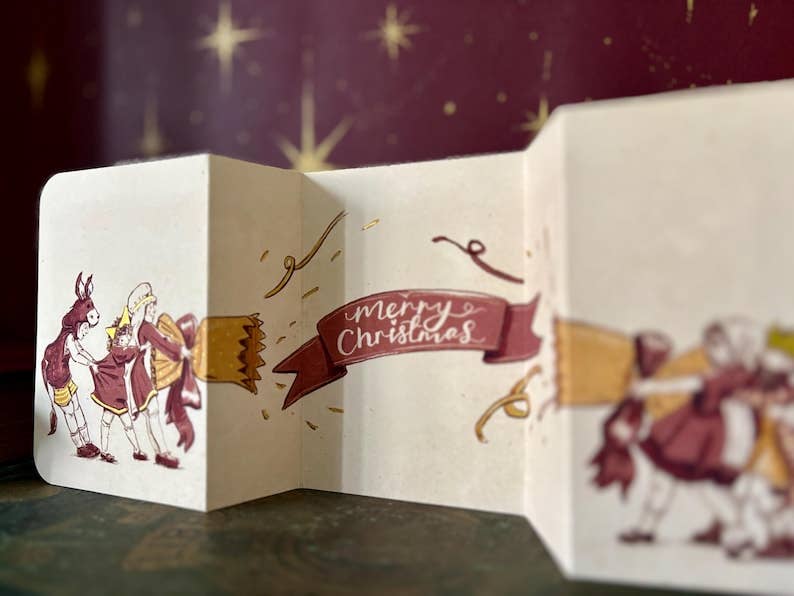 Vintage Christmas Cracker Card “The School Nativity”