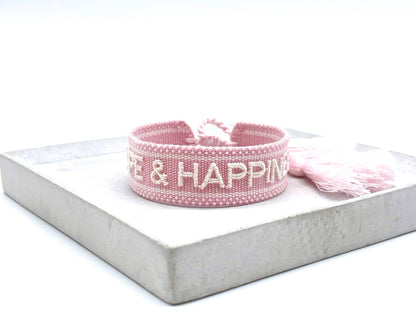 HOPE & HAPPINESS Statement Bracelet woven, embroidered