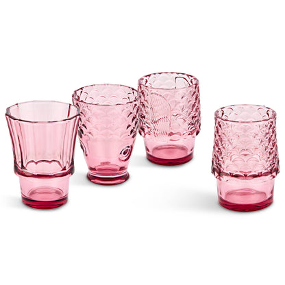 Fish Stacking Drinking Glass - Set of 4 Pink