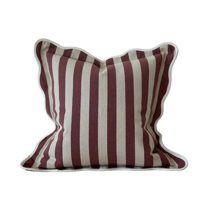 Chloe Plum Stripe Scalloped Edge Cushion Cover