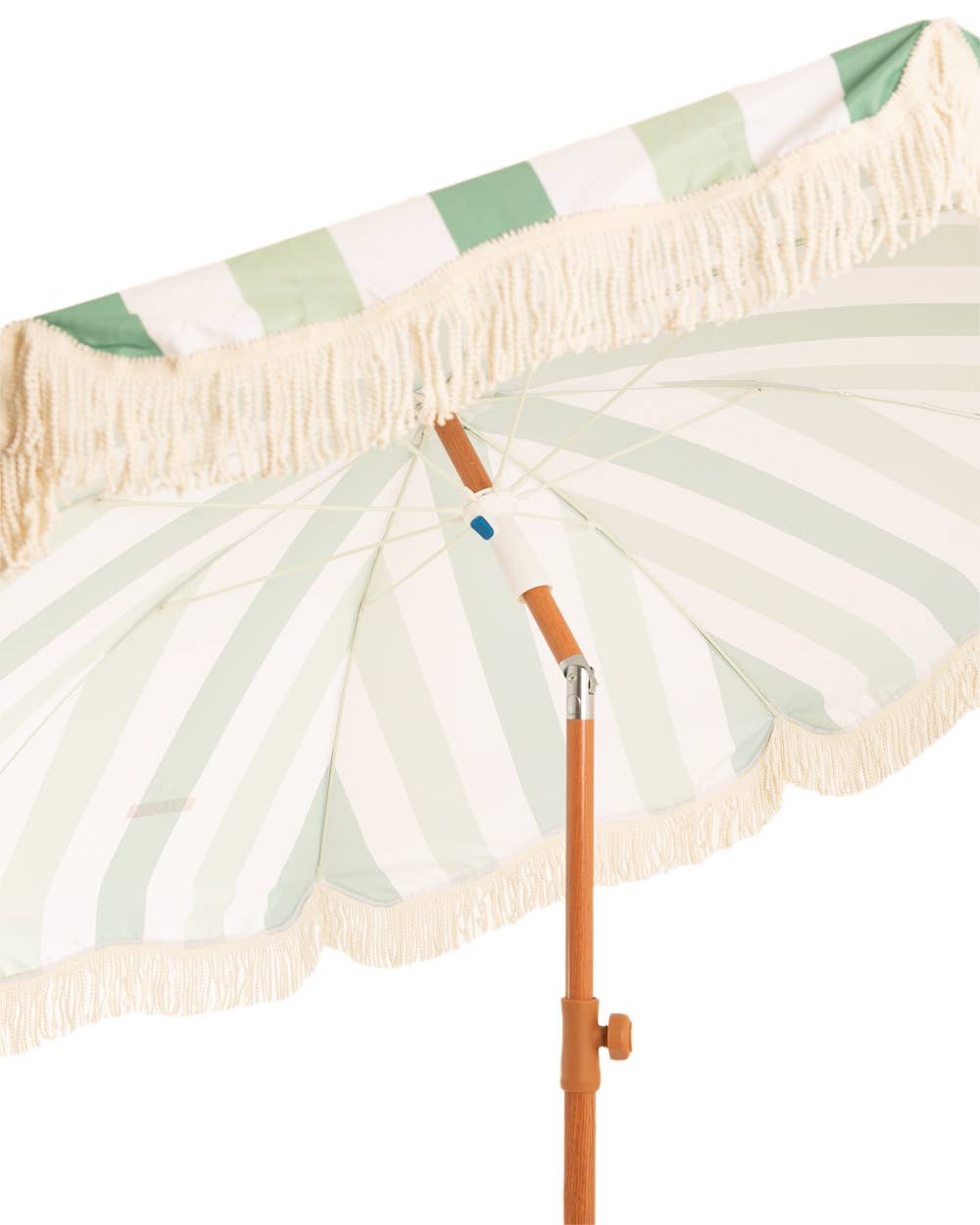 Green Parasol Outdoor Terrace and Beach Parasol UPF 50+ Protection Wide Stripes
